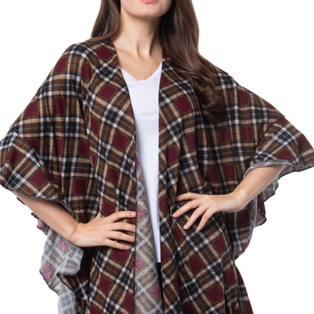 Kimono Maroon Checkered Pattern